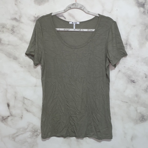 NWOT Three Dots Ribbed Crew Neck Tee - Olive Green - Picture 5 of 11